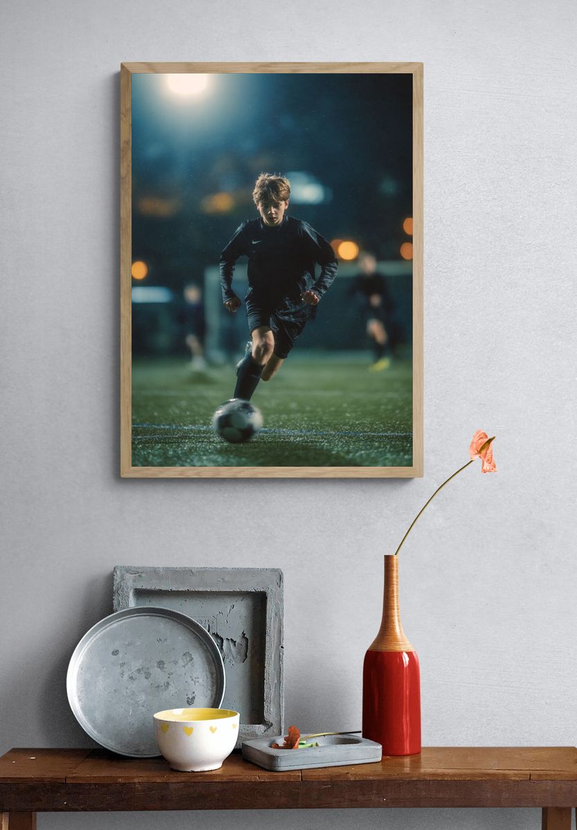 Youth Soccer Player Running — Sports Photography Print. — room view 3