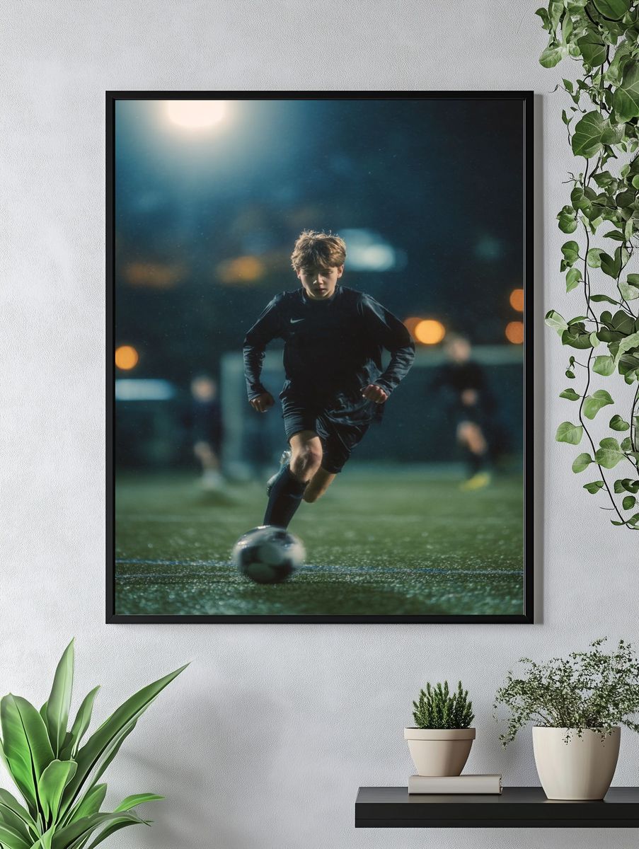 Youth Soccer Player Running — Sports Photography Print. — room view 4