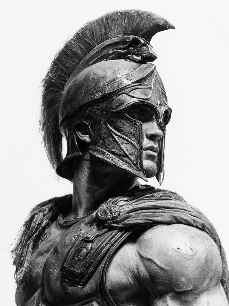 Spartan Warrior Black-White Poster. poster — photography art