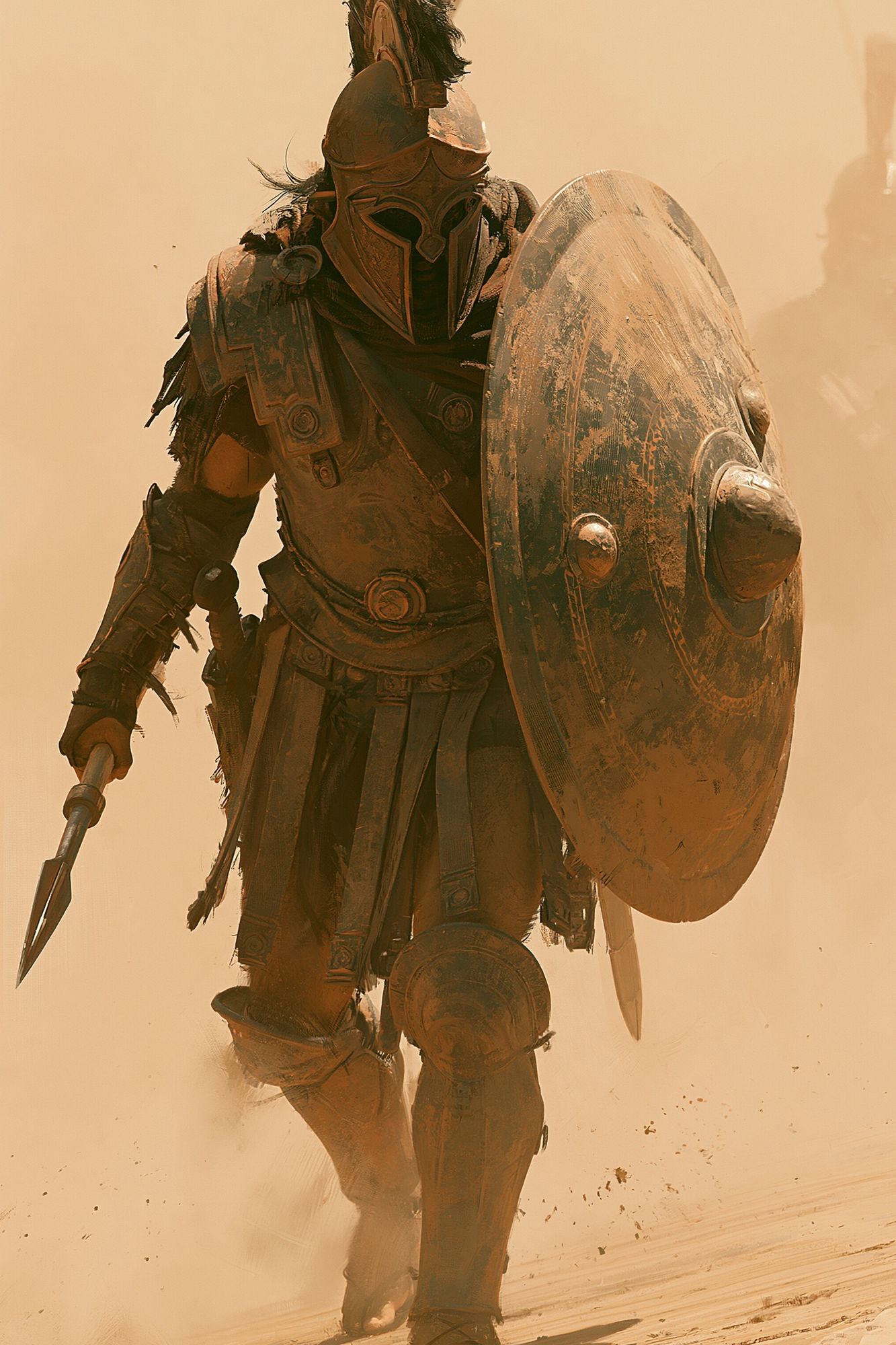 Spartan Warrior in Sandstorm Poster. poster detail