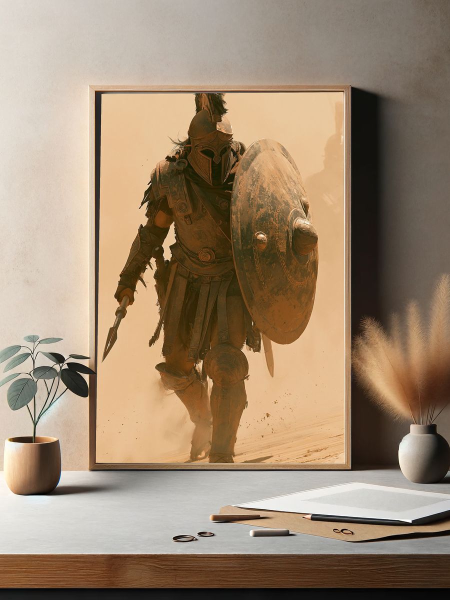 Spartan Warrior in Sandstorm Poster. — room view 2