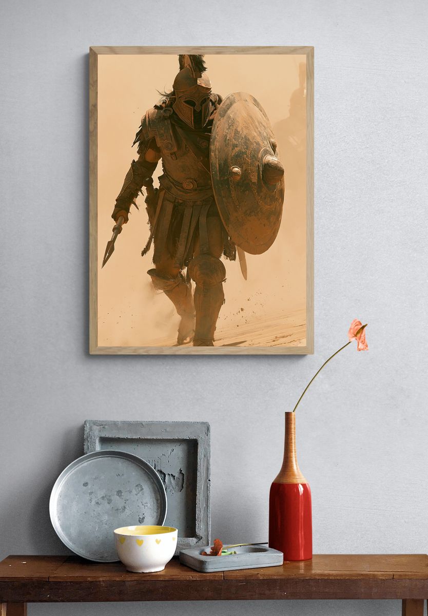 Spartan Warrior in Sandstorm Poster. — room view 3