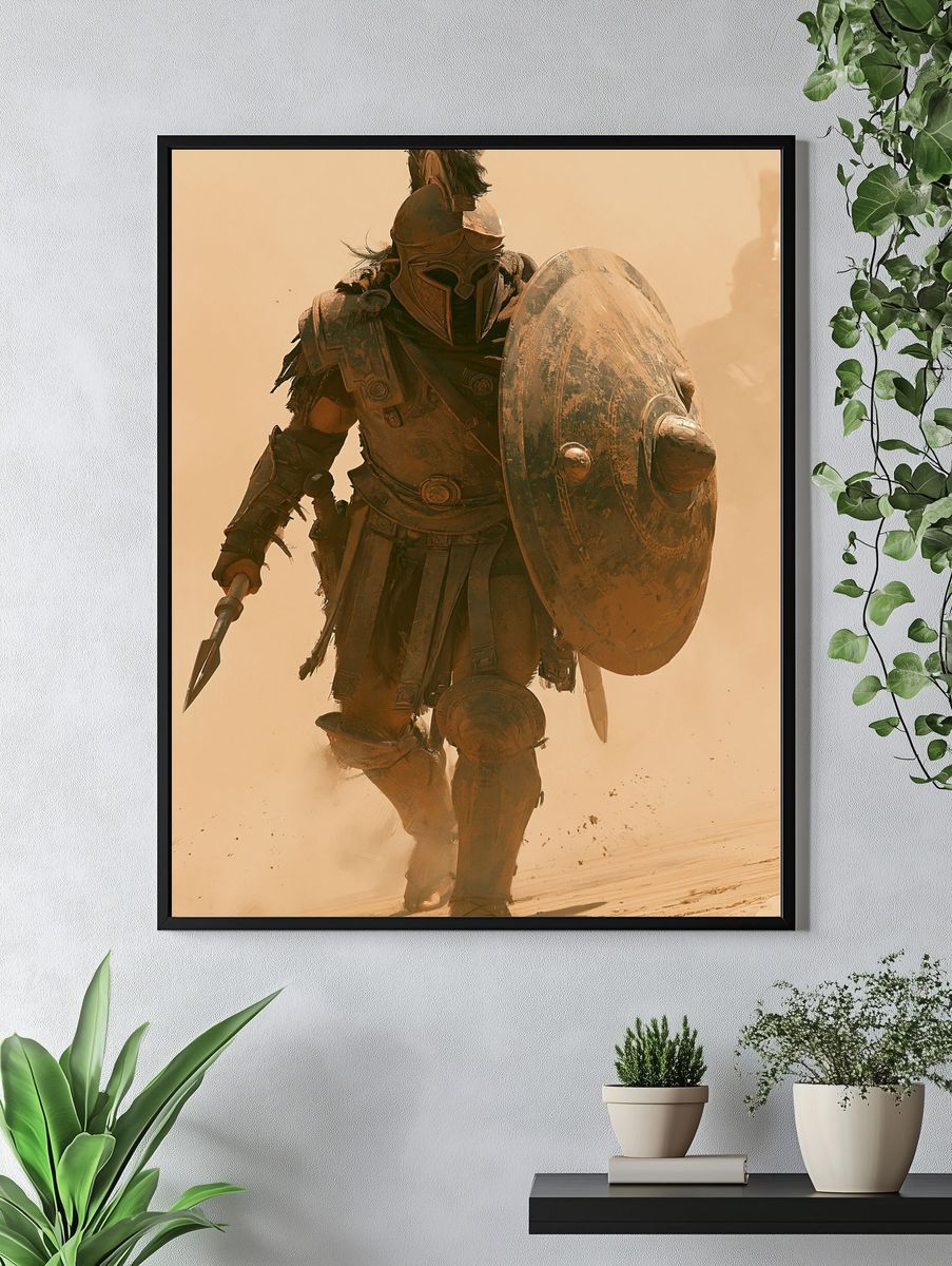 Spartan Warrior in Sandstorm Poster. — room view 4