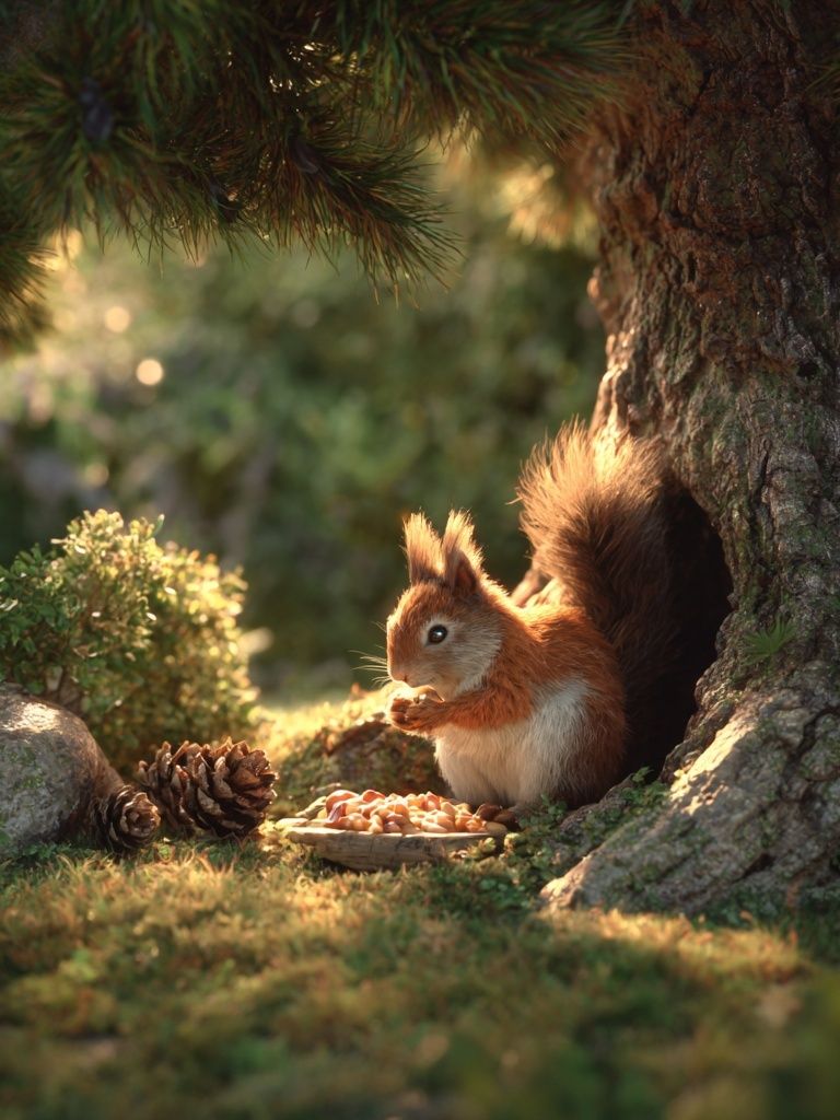 Squirrel in Forest — Nature Print. poster detail