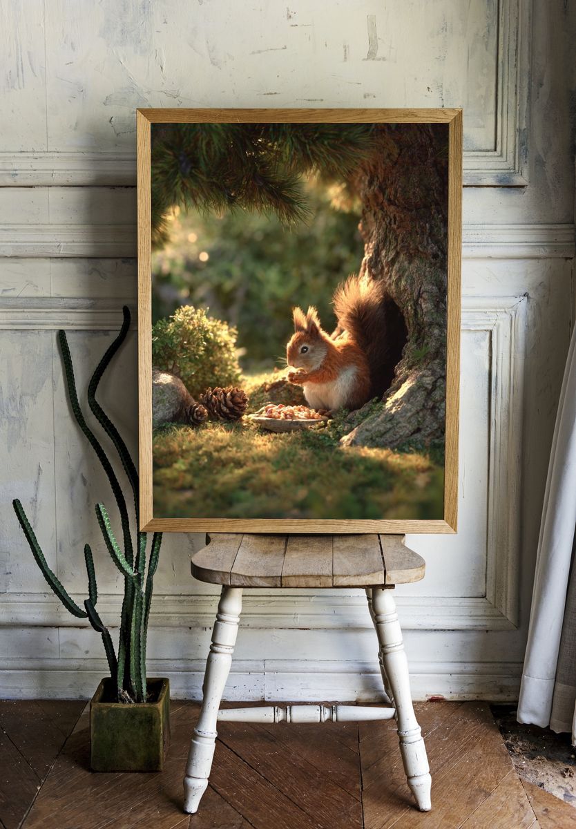 Squirrel in Forest — Nature Print room preview