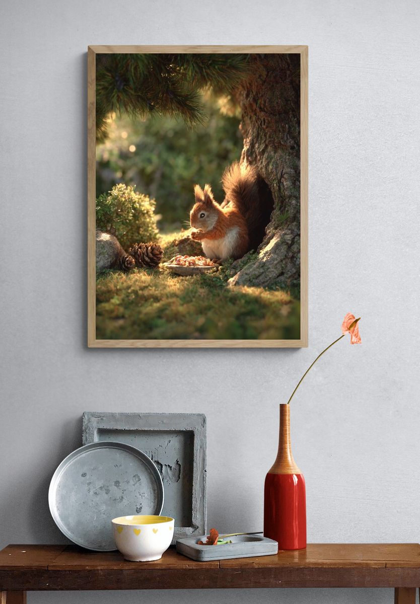 Squirrel in Forest — Nature Print. — room view 3