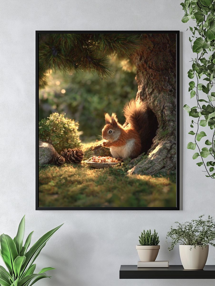 Squirrel in Forest — Nature Print. — room view 4