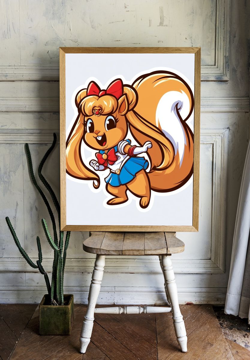 Cute Squirrel Cartoon Poster. room preview