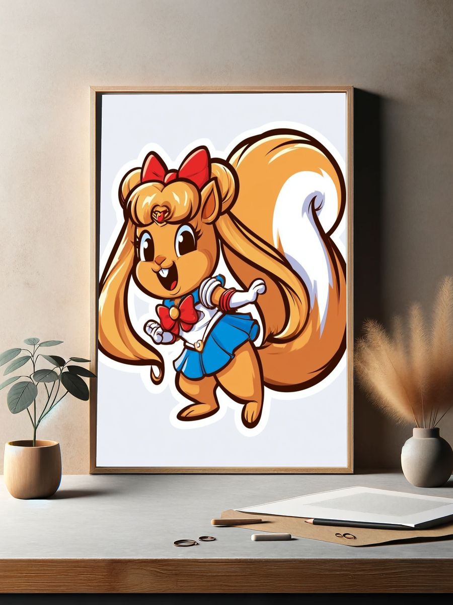 Cute Squirrel Cartoon Poster. — room view 2