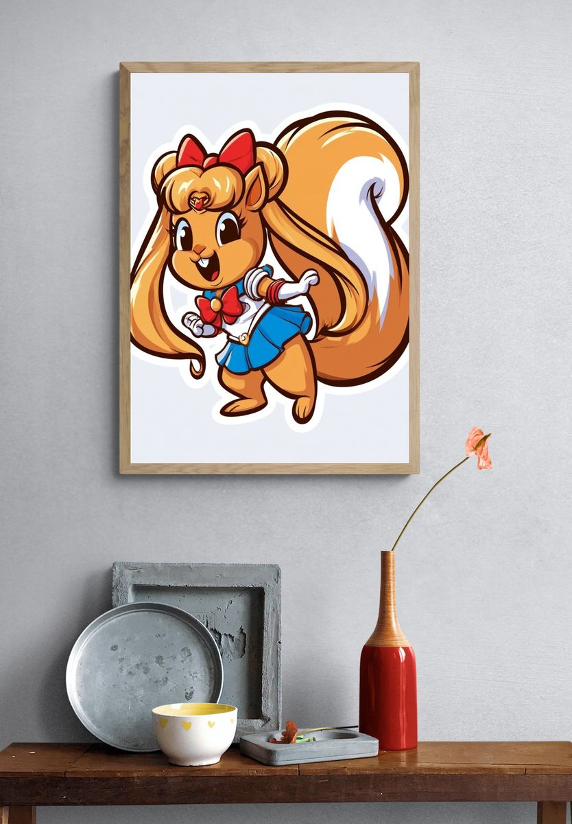 Cute Squirrel Cartoon Poster. — room view 3