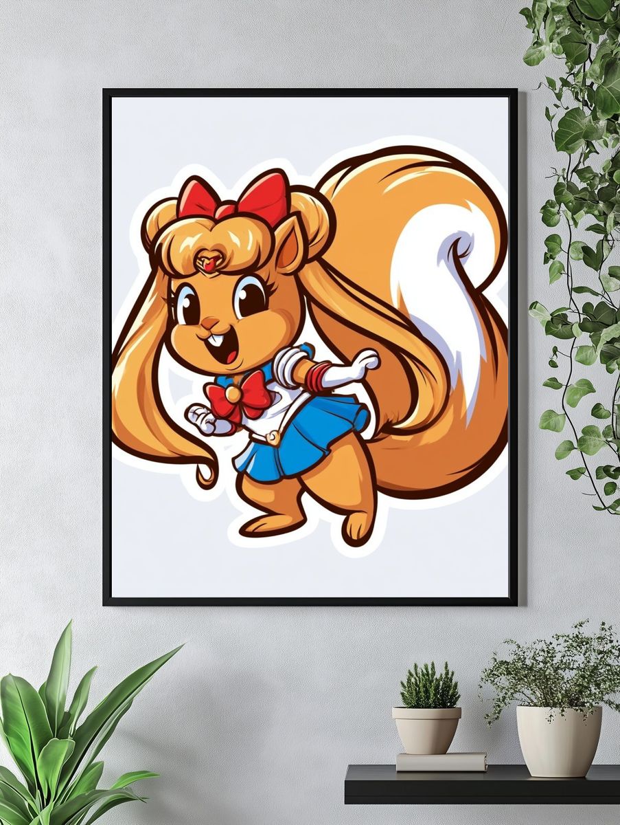 Cute Squirrel Cartoon Poster. — room view 4
