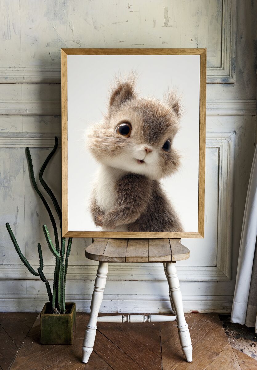 Cute Squirrel Illustration Poster. — room view 1