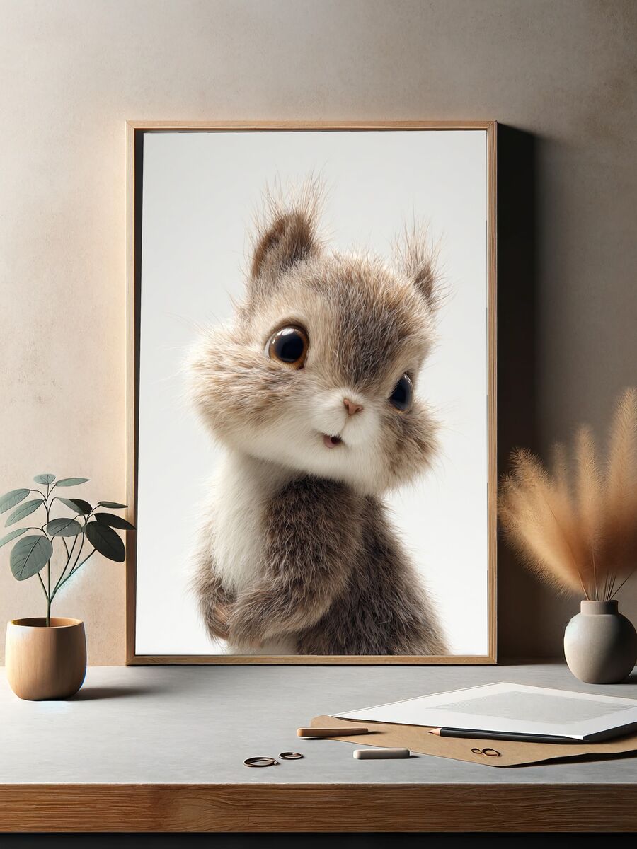 Cute Squirrel Illustration Poster. — room view 2