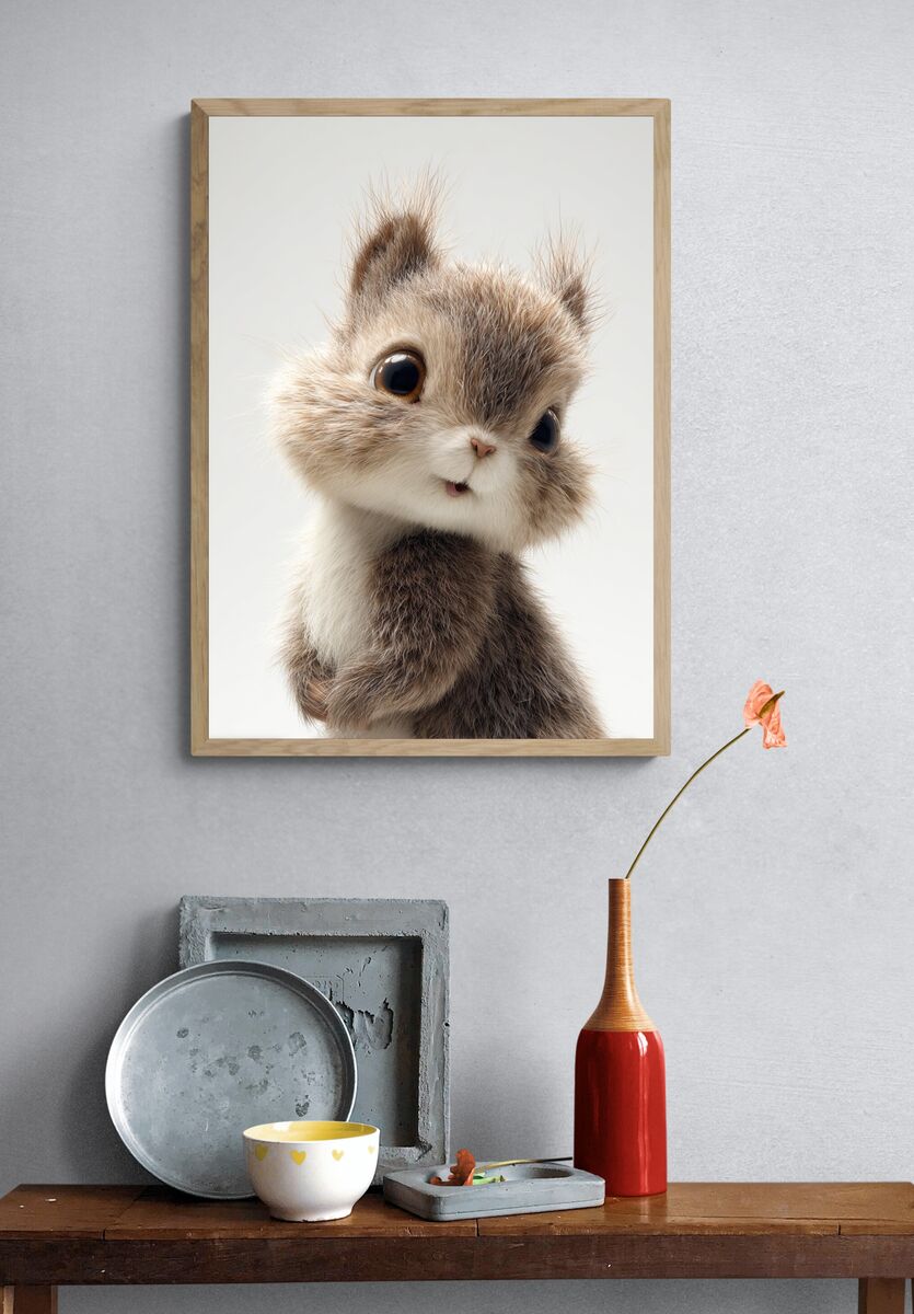 Cute Squirrel Illustration Poster. — room view 3