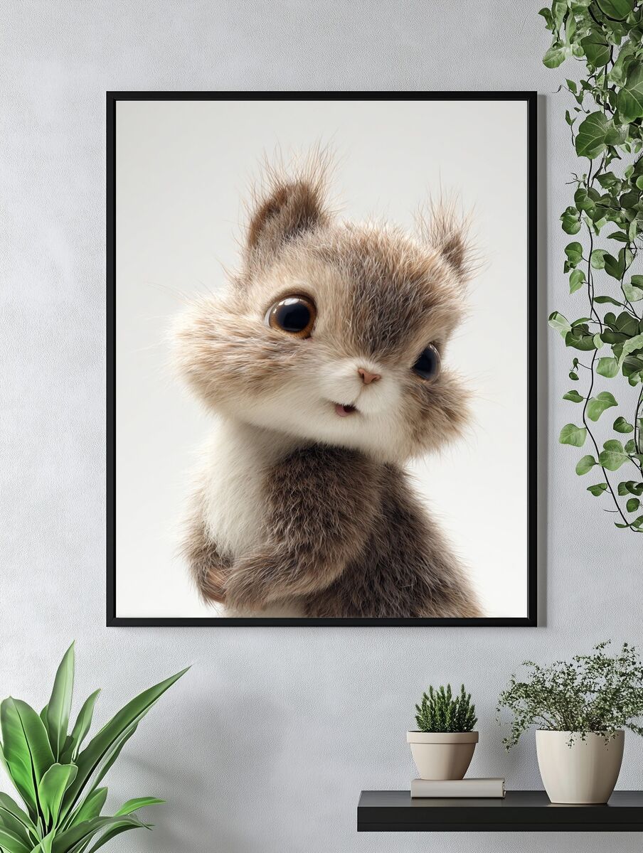 Cute Squirrel Illustration Poster. — room view 4