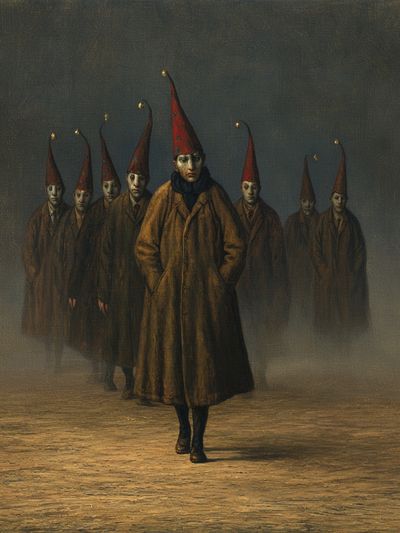 Surreal Gnome Procession Print.