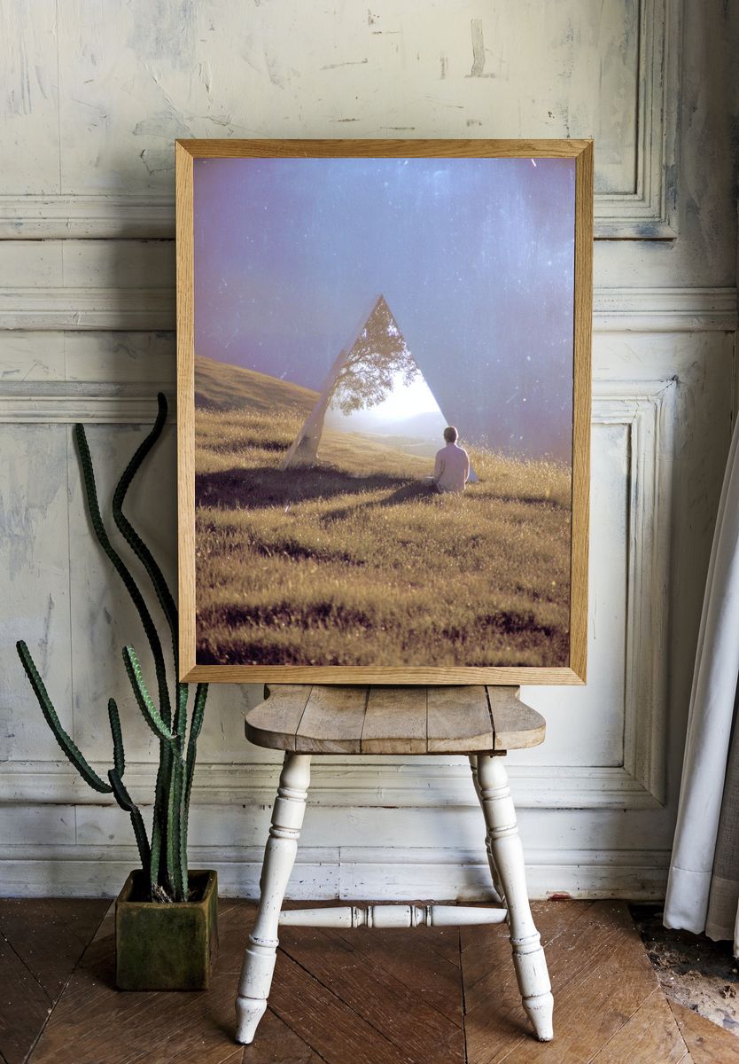 Reflective Pyramid — Surrealism Print. — room view 1