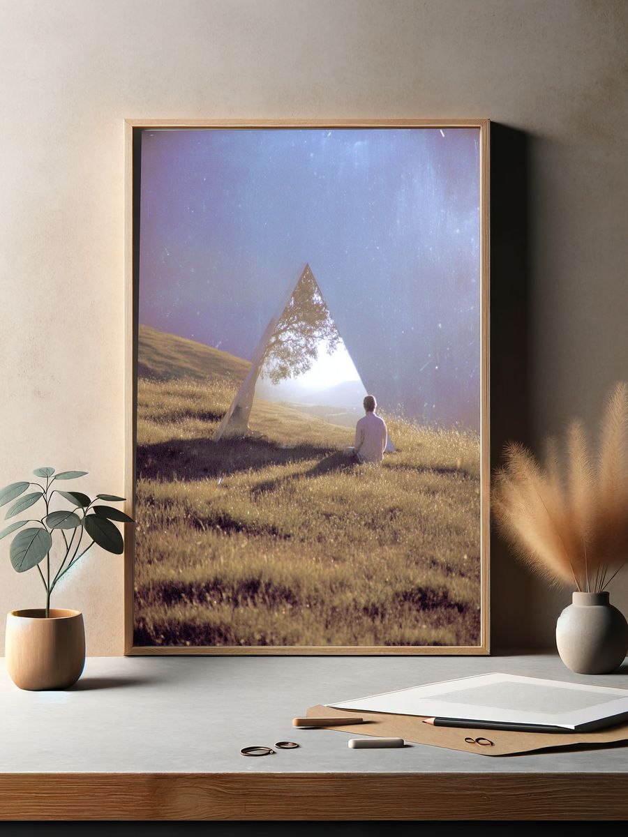 Reflective Pyramid — Surrealism Print. — room view 2