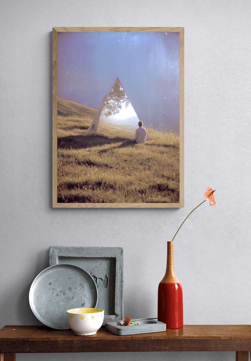 Reflective Pyramid — Surrealism Print. — room view 3