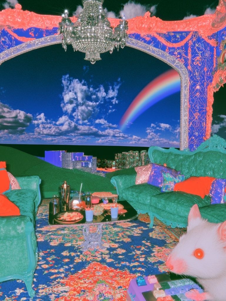 Surreal Rainbow Living Room Poster. poster detail