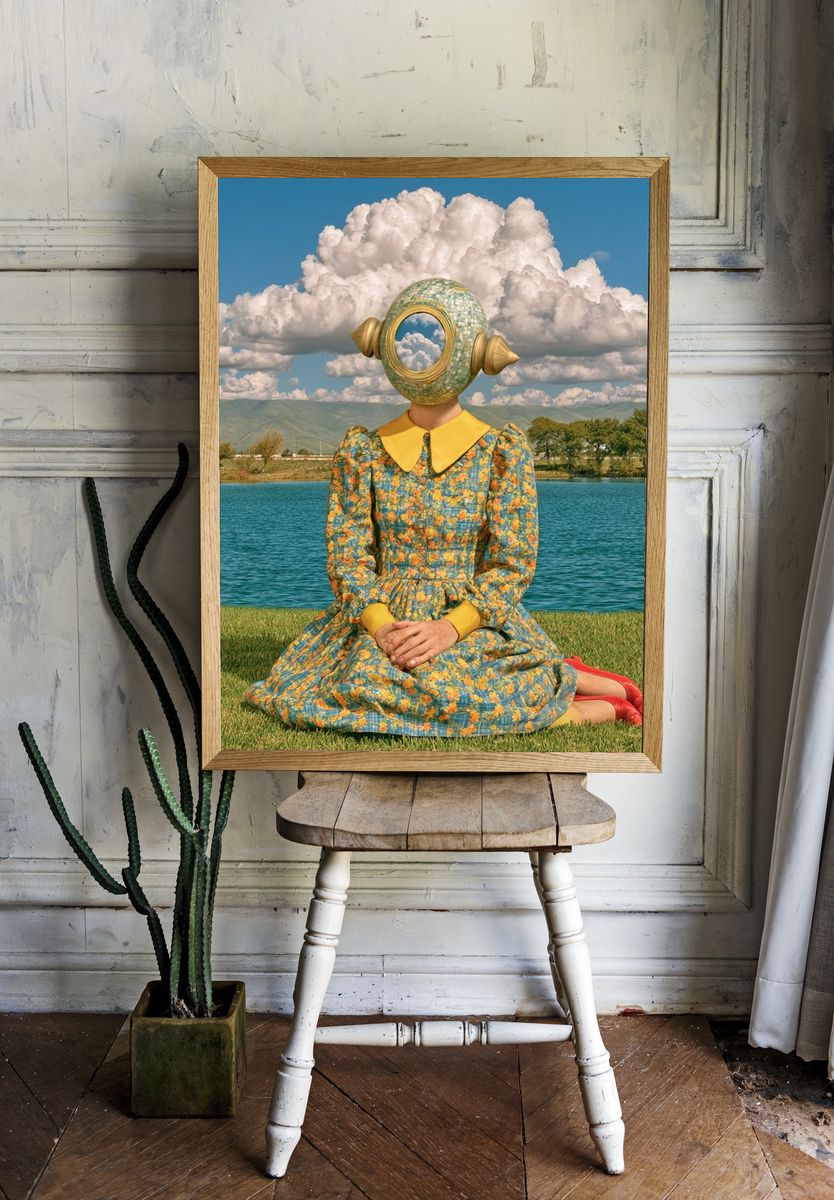 Surreal Lakeside Portrait Print. room preview