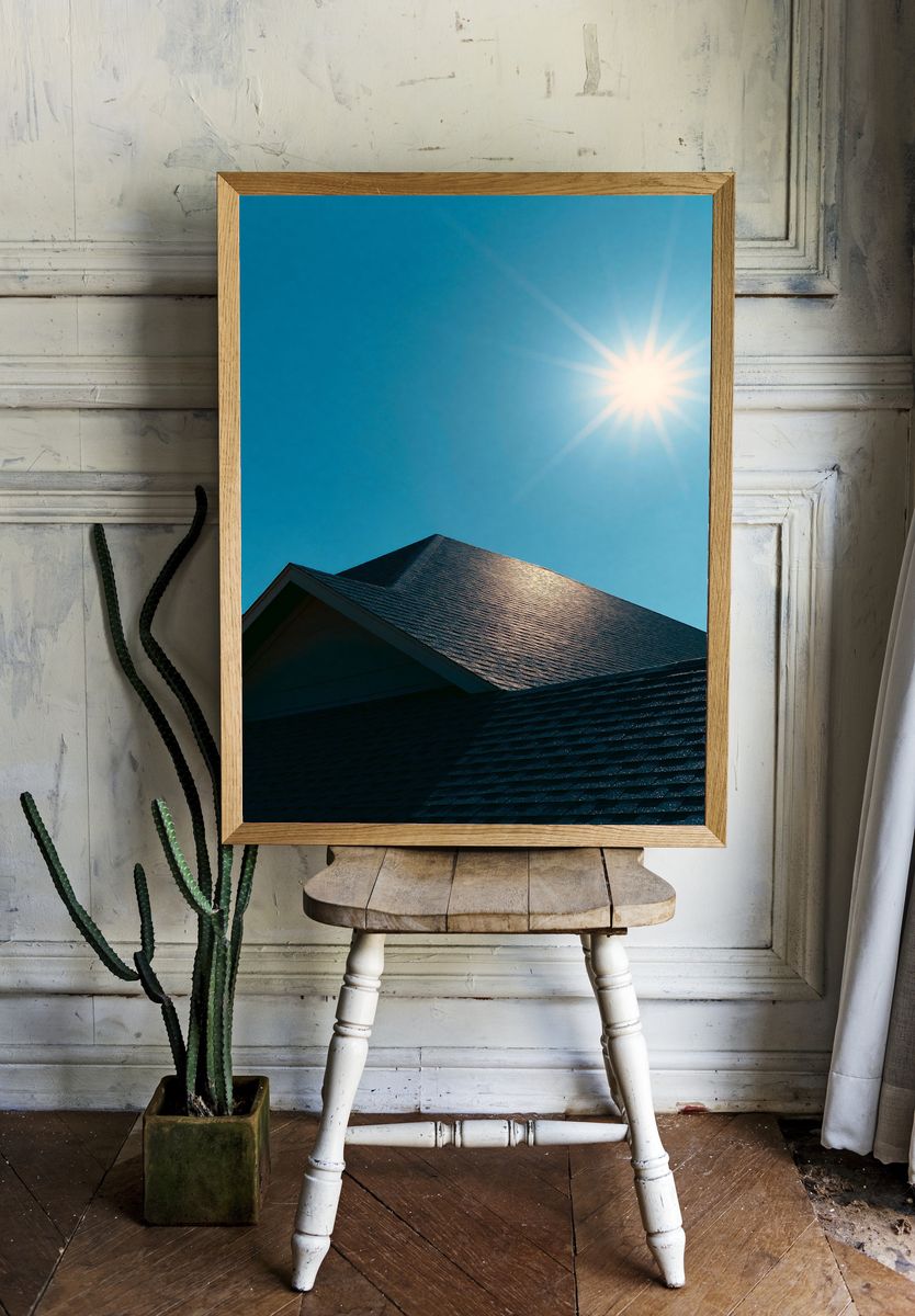 Sunlit Roofline Photography Poster. — room view 1