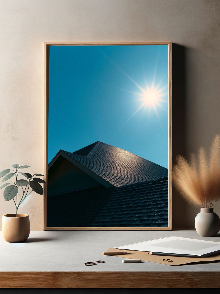 Sunlit Roofline Photography Poster. — room view 2