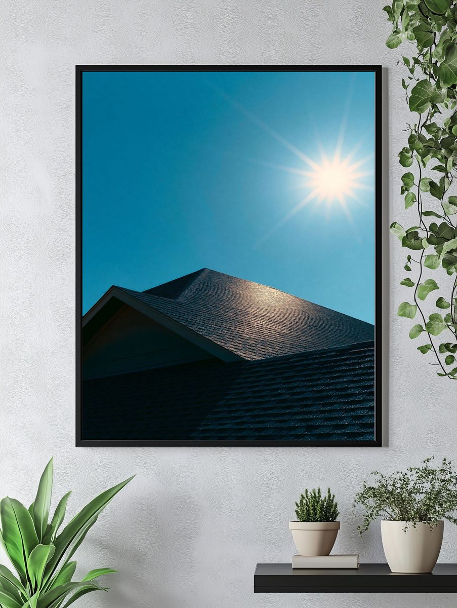 Sunlit Roofline Photography Poster. — room view 4