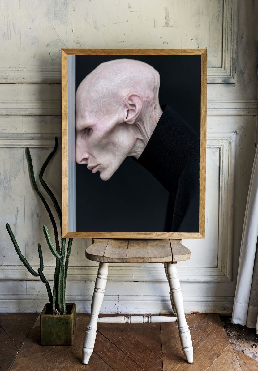 Surreal Bald Portrait Print. — room view 1