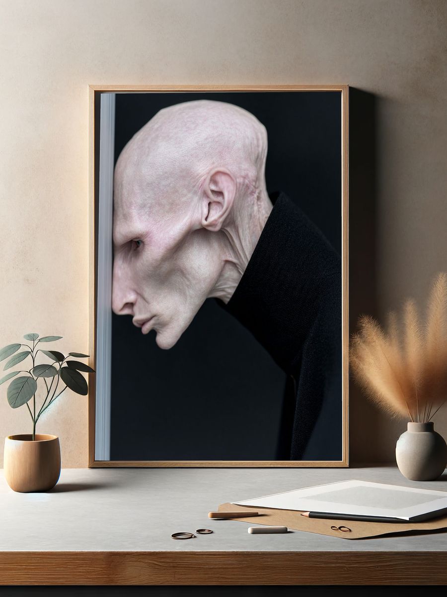 Surreal Bald Portrait Print. — room view 2