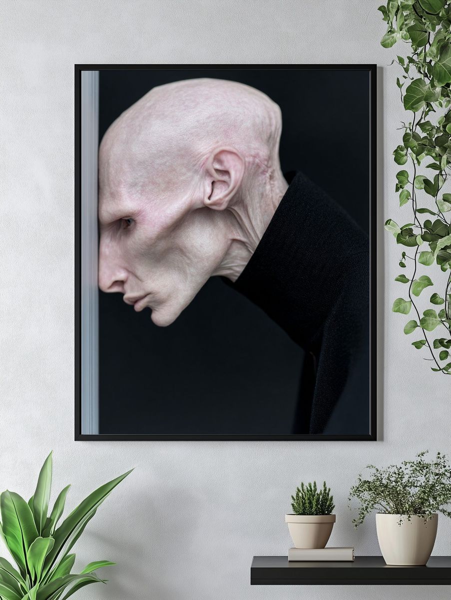 Surreal Bald Portrait Print. — room view 4