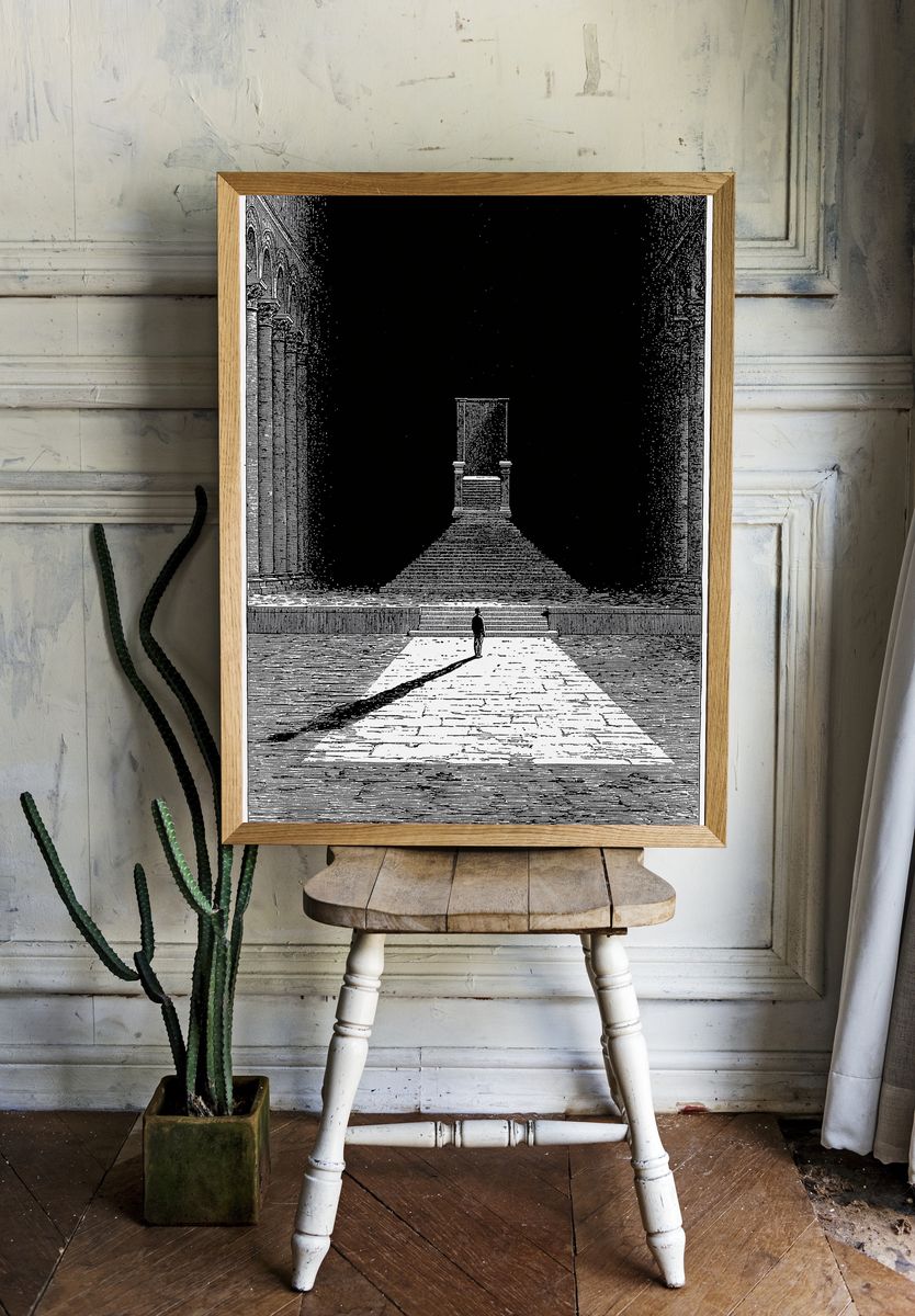 Surreal Throne Hall Print. room preview