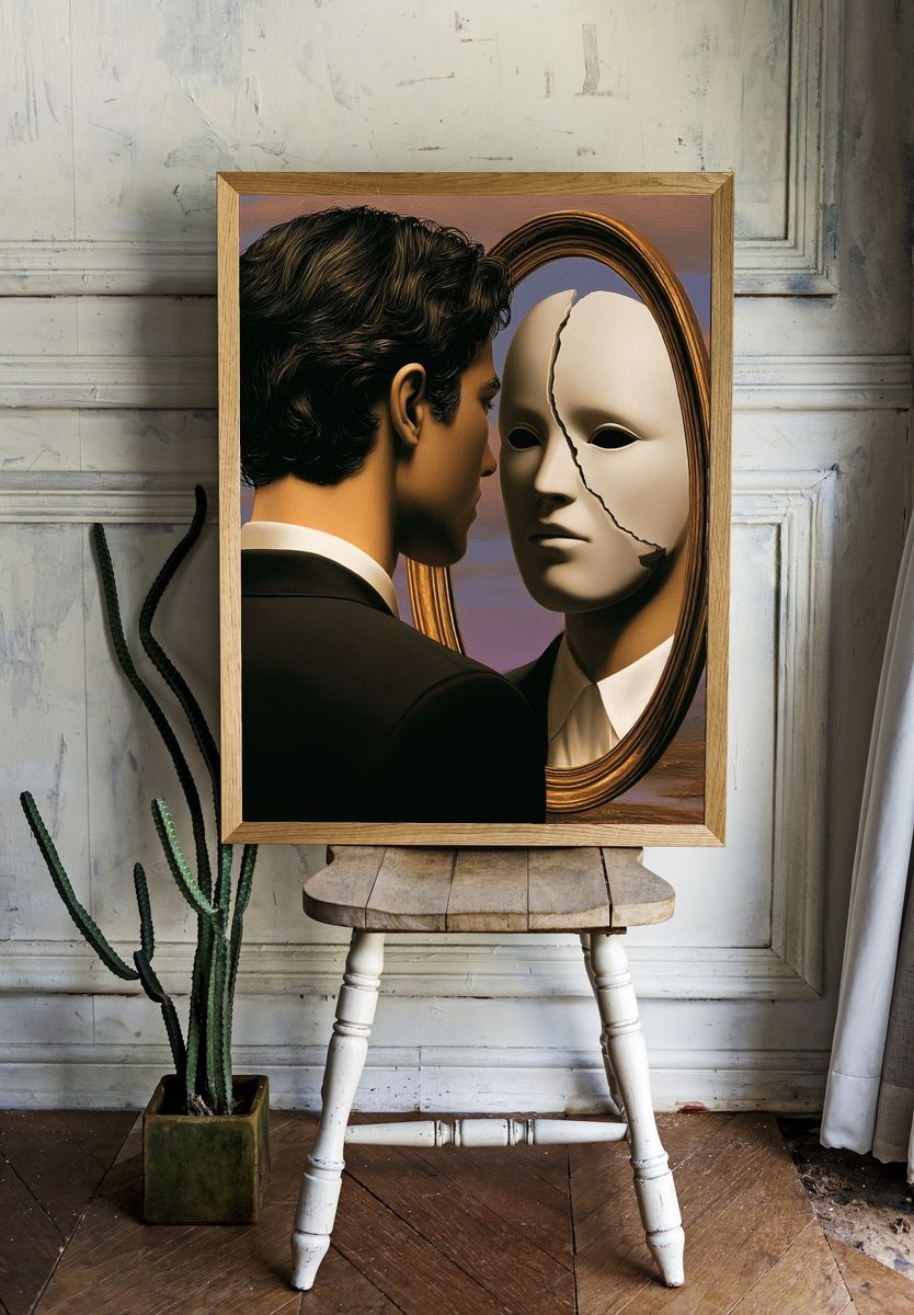 Surreal Mask Reflection Print. room preview