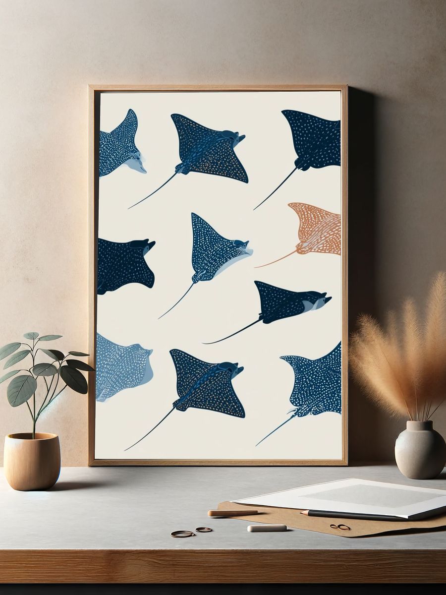 Spotted Rays Illustration Poster. — room view 2