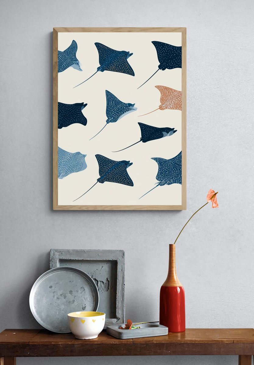 Spotted Rays Illustration Poster. — room view 3