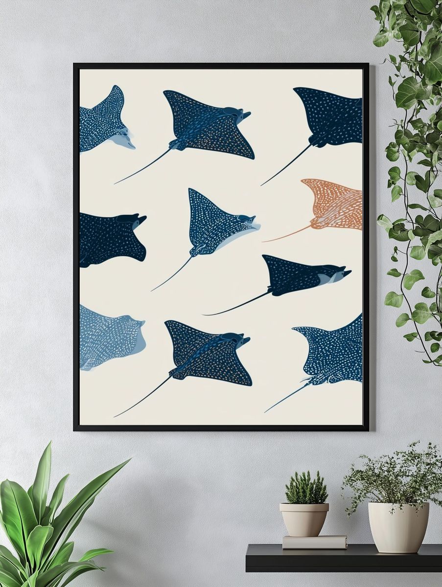 Spotted Rays Illustration Poster. — room view 4