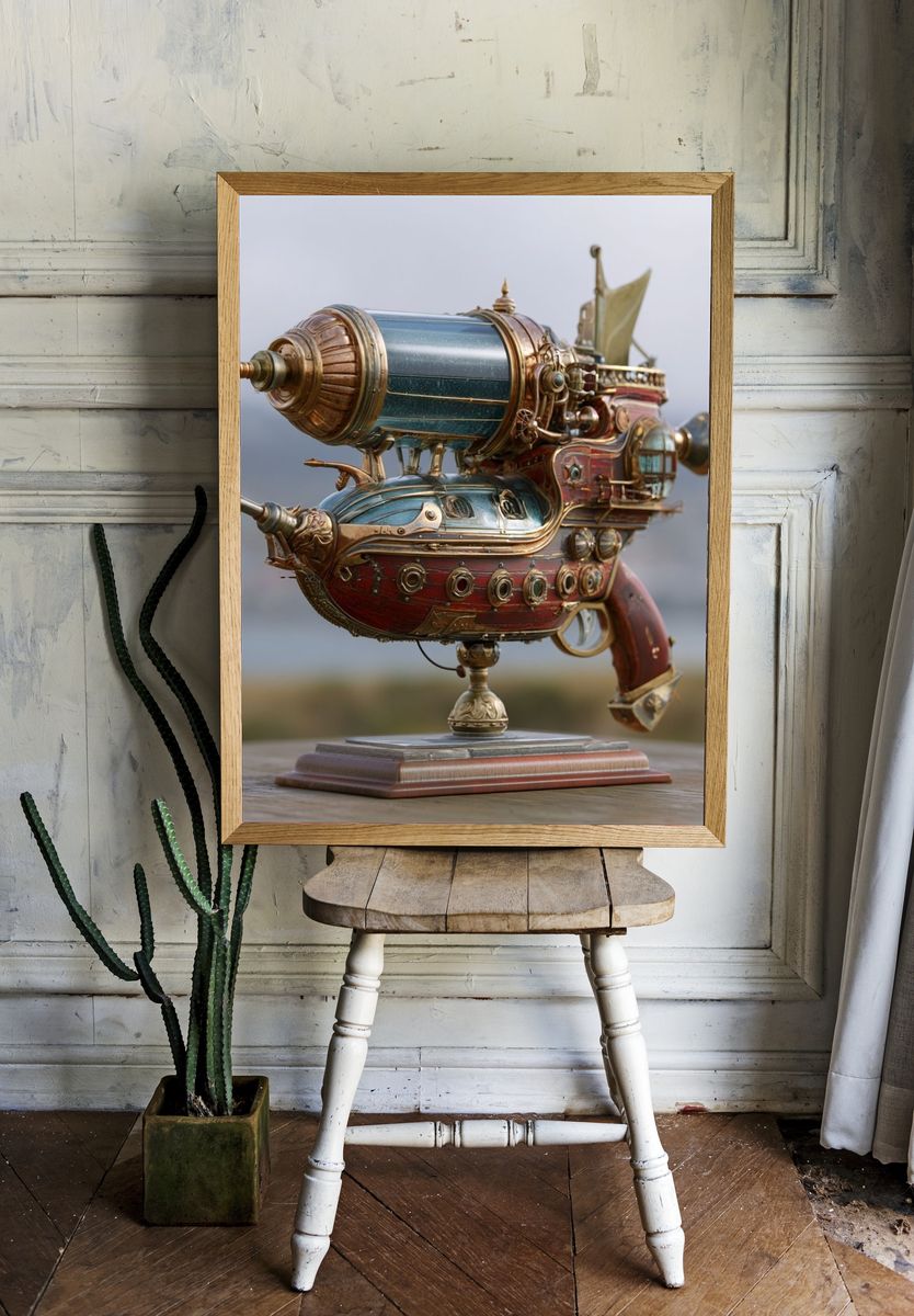 Steampunk Airship Sculpture Print. room preview