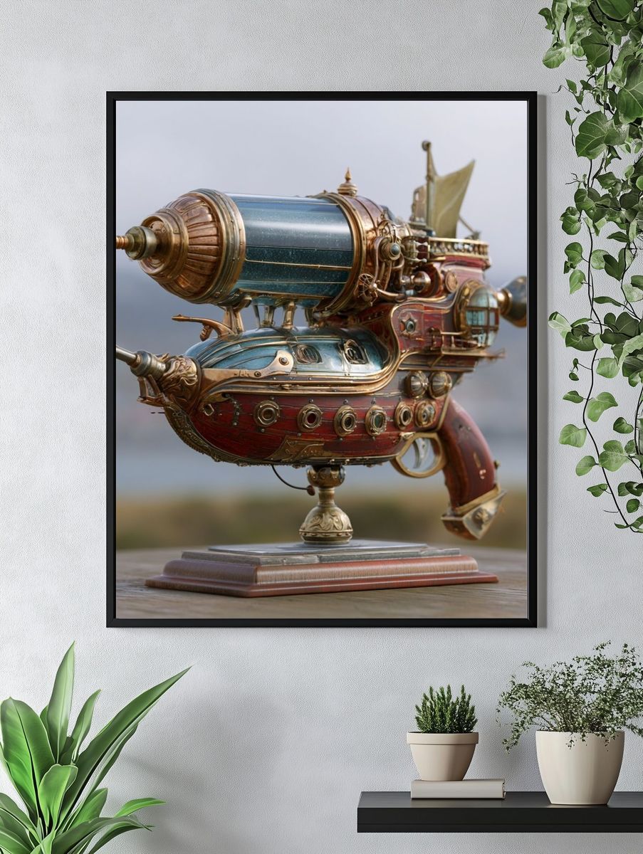 Steampunk Airship Sculpture Print. — room view 4