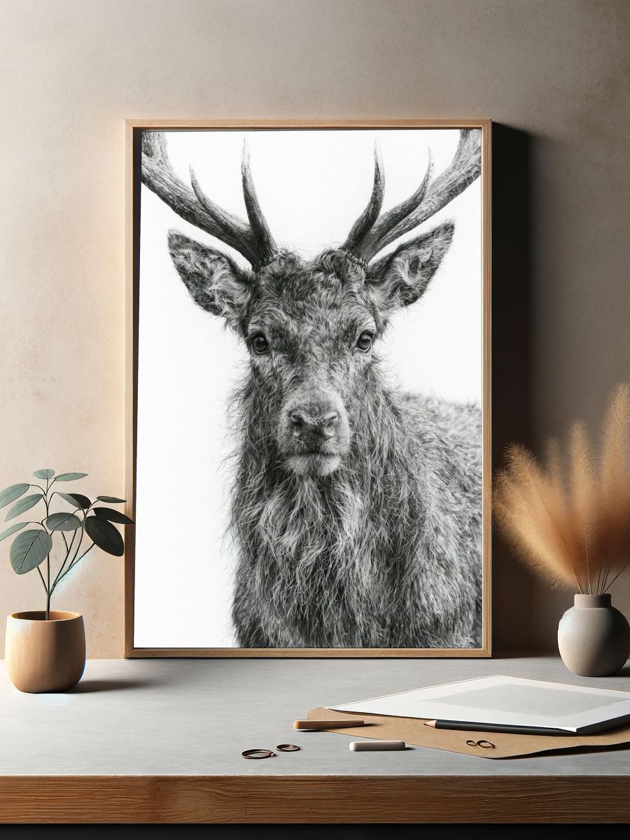 Majestic Stag Portrait Print. — room view 2