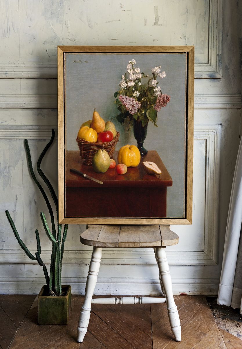 Still Life with Flowers and Fruit by Henri Fantin-Latour — Art Print. room preview