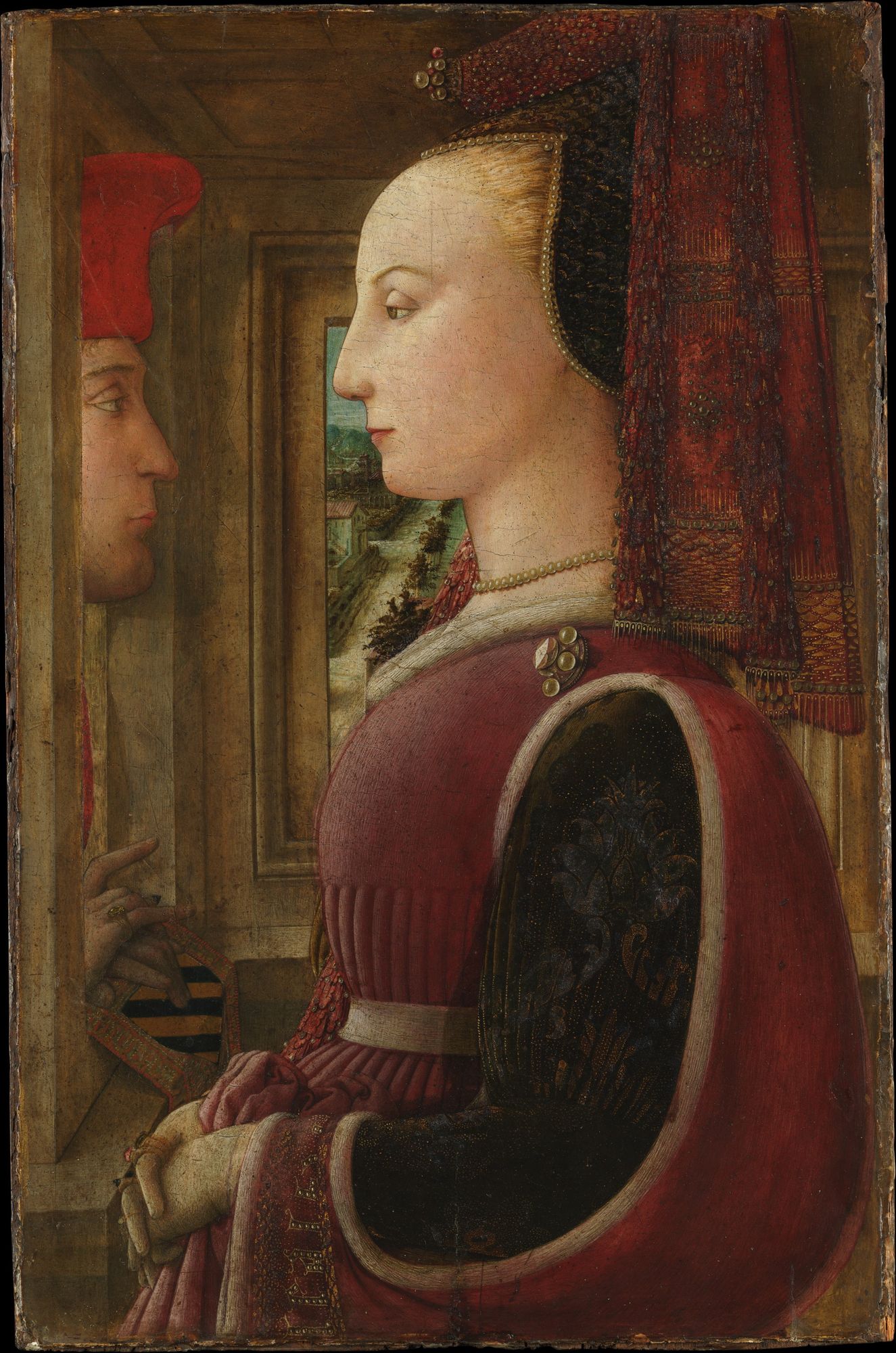 Portrait of a Woman with a Man at a Casement by Fra Filippo Lippi — Art Print. poster detail