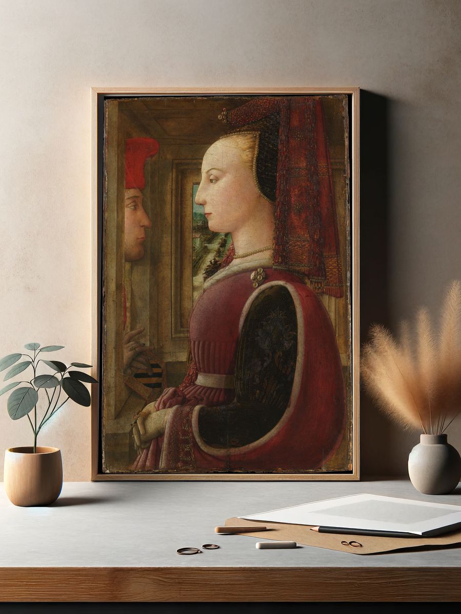 Portrait of a Woman with a Man at a Casement by Fra Filippo Lippi — Art Print. — room view 2