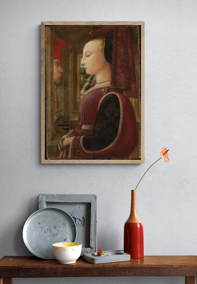 Portrait of a Woman with a Man at a Casement by Fra Filippo Lippi — Art Print. — room view 3