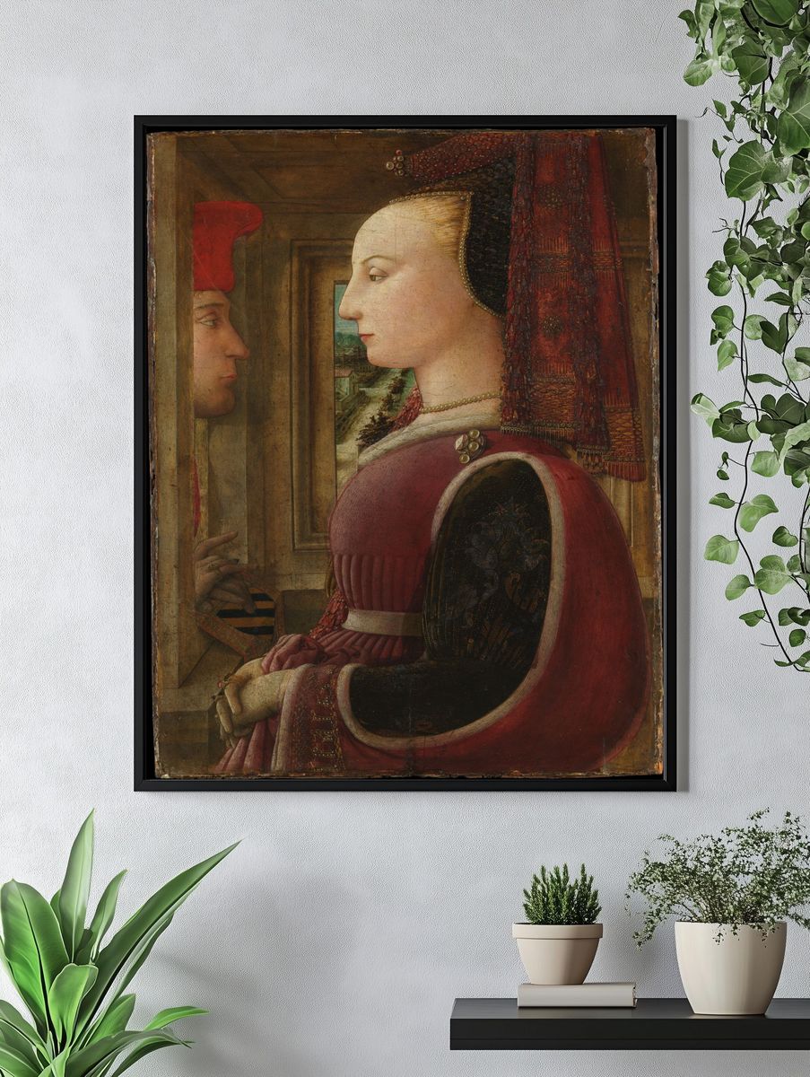 Portrait of a Woman with a Man at a Casement by Fra Filippo Lippi — Art Print. — room view 4
