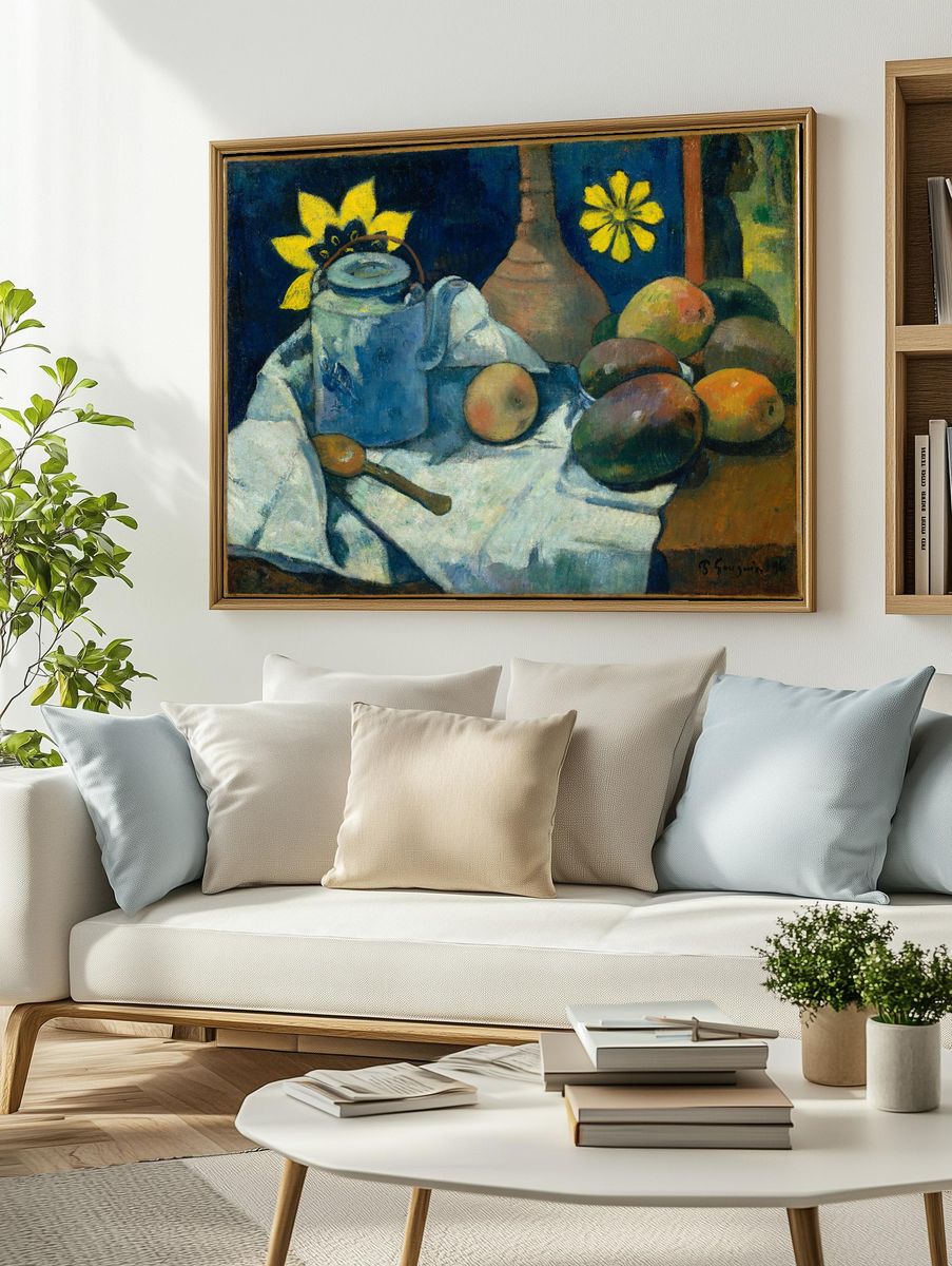 Still Life with Teapot and Fruit by Paul Gauguin — Art Print. — room view 2