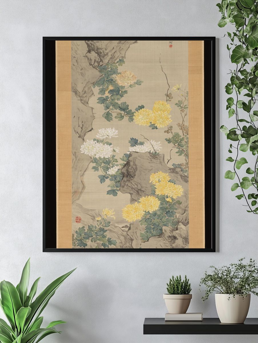 The Reflection of Fragrant Flowers Dangling over a Pond by Tsubaki Chinzan — Art Print. — room view 4