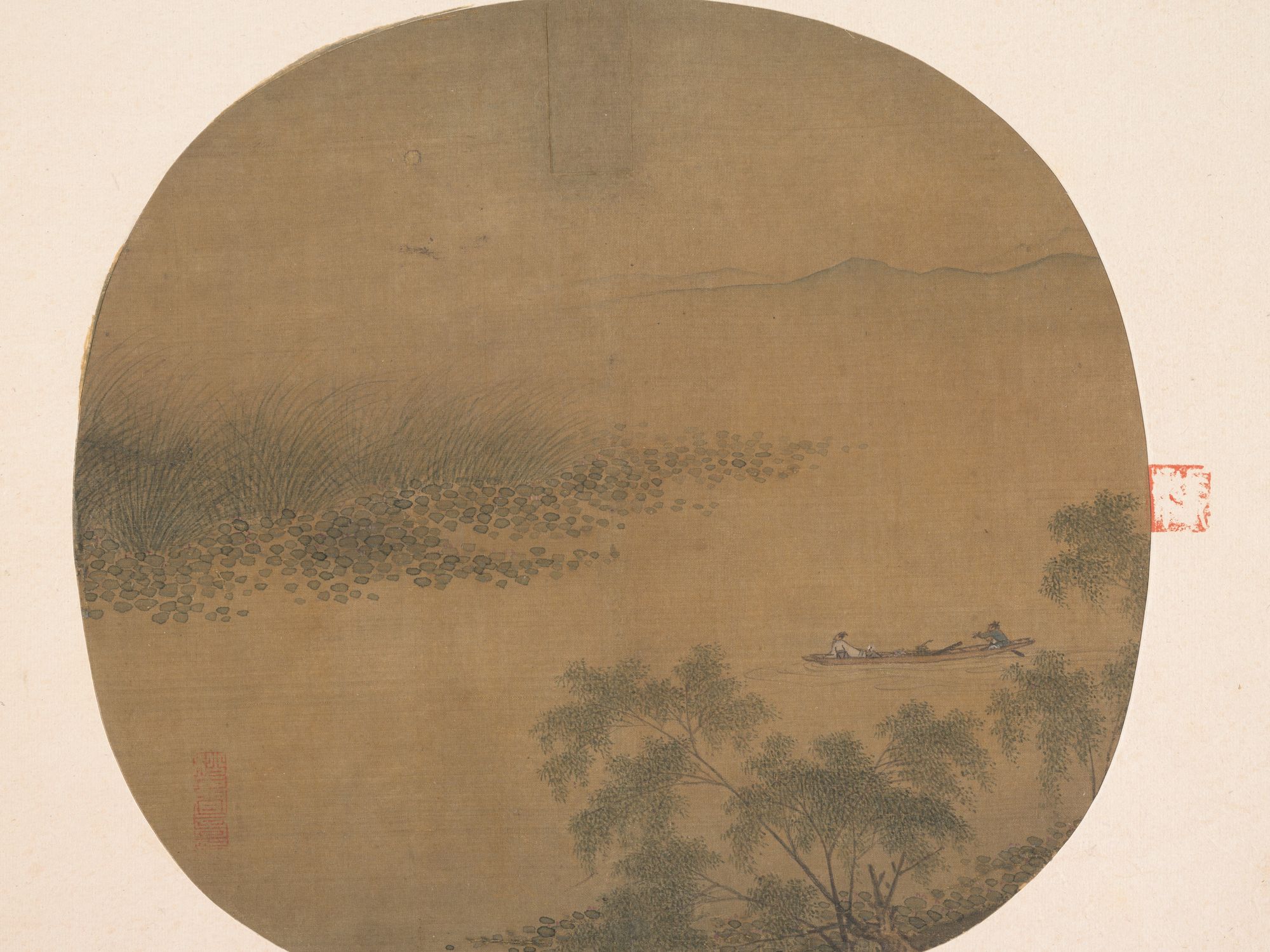 Boating by a Willow Bank by Unidentified artist — Art Print. poster — fine-art art