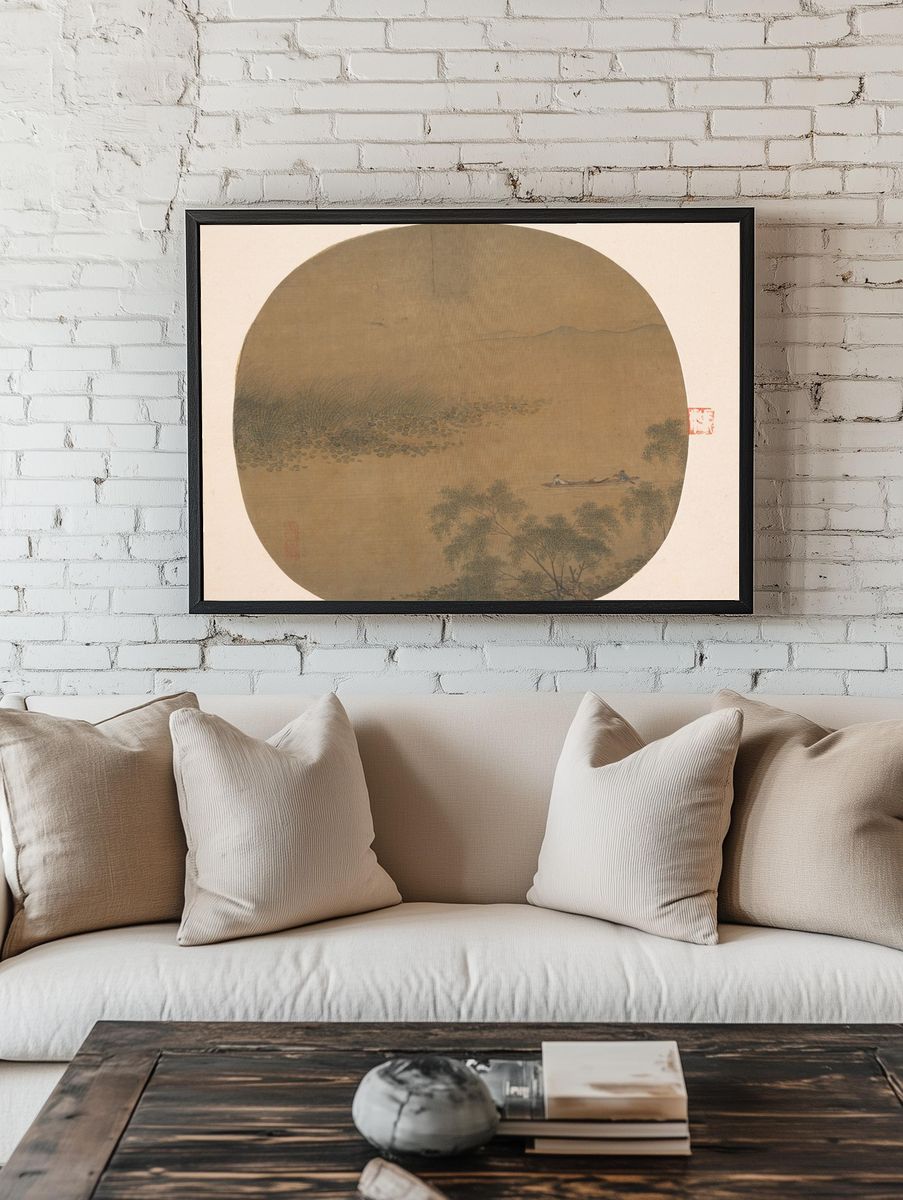 Boating by a Willow Bank by Unidentified artist — Art Print. room preview