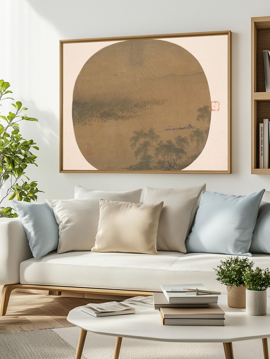 Boating by a Willow Bank by Unidentified artist — Art Print. — room view 2