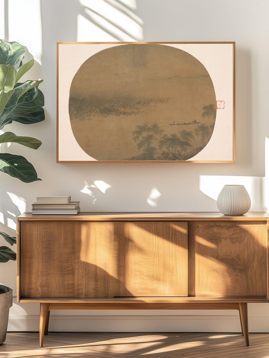 Boating by a Willow Bank by Unidentified artist — Art Print. — room view 3